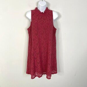 Altar'd State Dress Womens Medium Floral Lace Swing Ruffle Neck Bow Back Dainty
